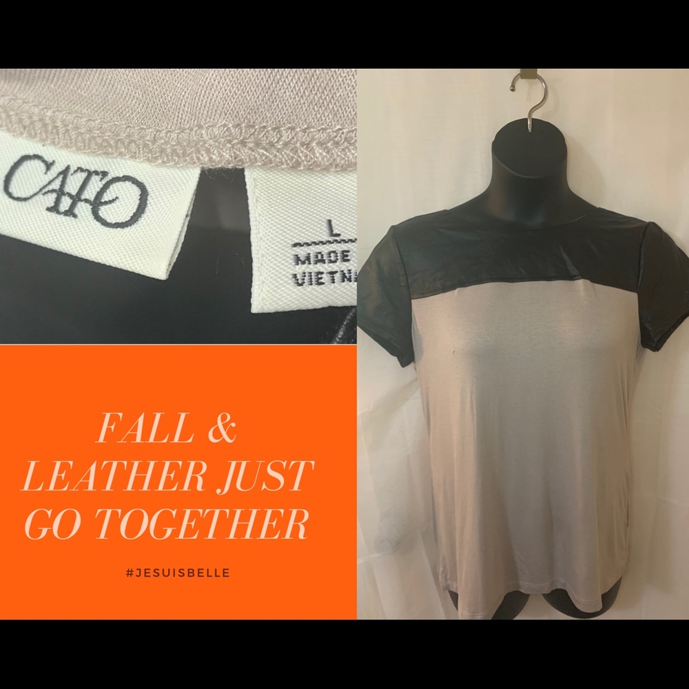 Large Black Leather Collar Top